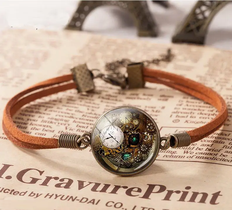 Браслет Steampunk стимпанк із годинником годинник амулет талісман, фото 1