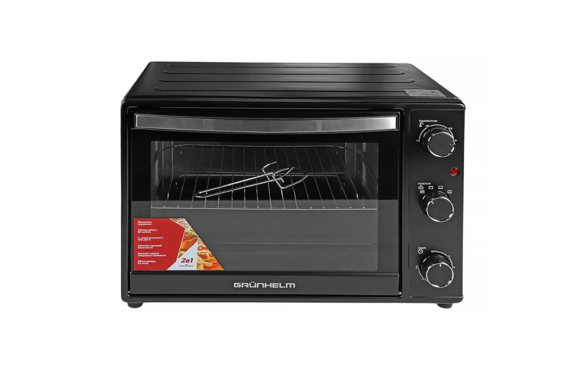 Міні електрична піч Grunhelm GN42AВ 42 л для випічки настільна духовка 2000 Вт, фото 1