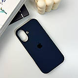 Чехол для iPhone 16 Silicone Full Case Open Cam, Dark Blue, мягкая подкладка, защита 360°, фото 6