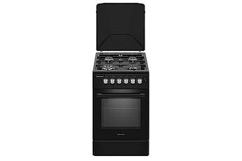 Газова плита Grunhelm G4F56124B 4 конфорки з чавунними грати чорна духовка BP-133508