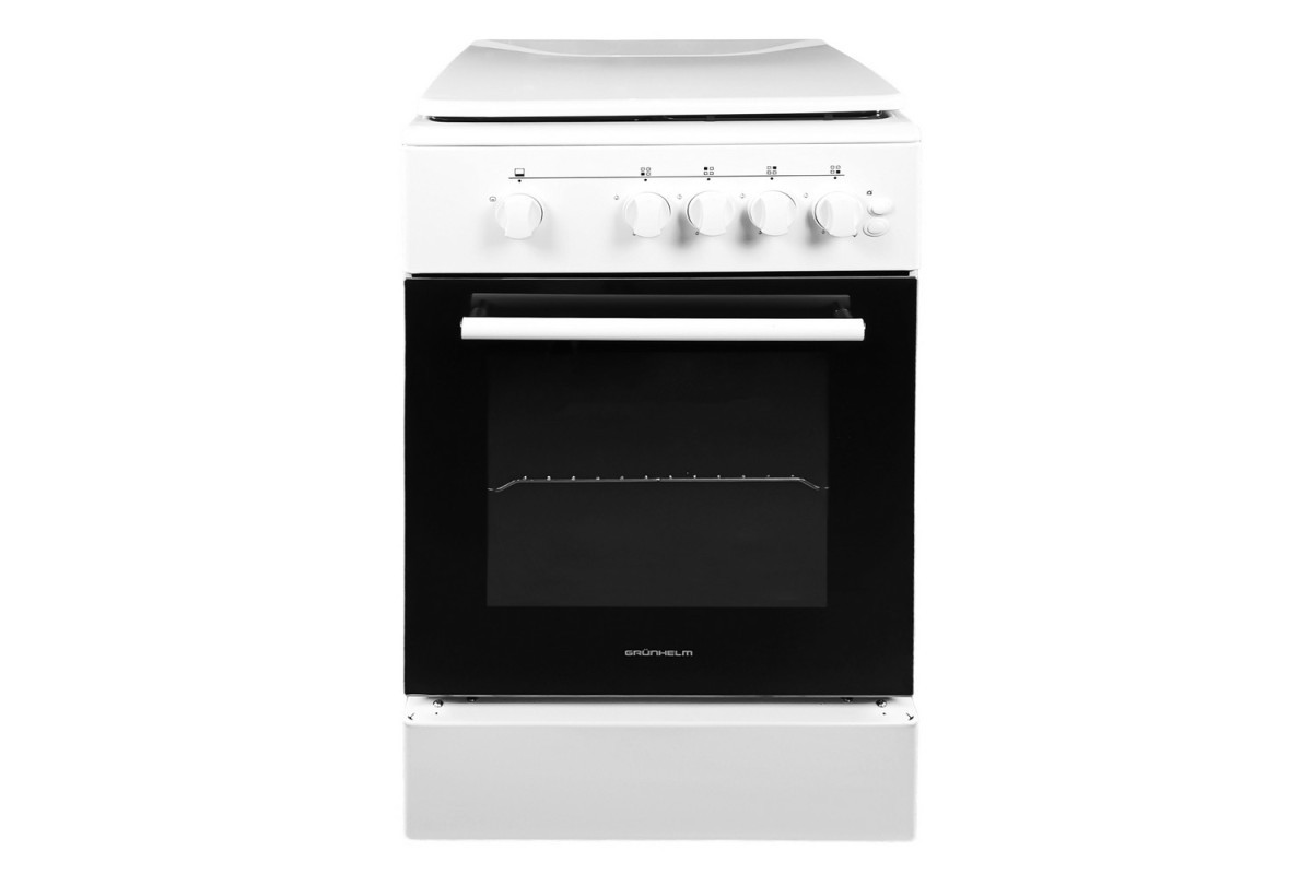 Газова плита Grunhelm G4FM5611W 4 конфорки біла духовка 54 л електропідпал комфортна плита, фото 1