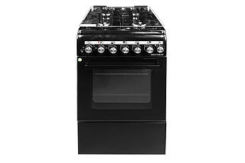 Газоелектрична плита Grunhelm FLG5612MB чорна з підсвіткою і 4 газовими конфорками