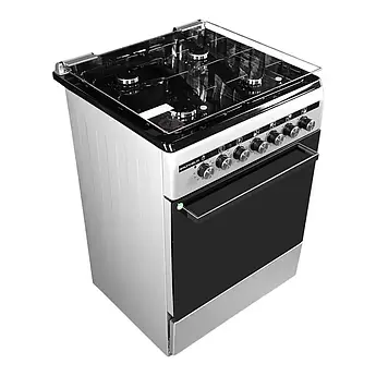 Газоелектрична плита Grunhelm FLG6612G сіра 2300 Вт з чотирма газовими конфорками для дому