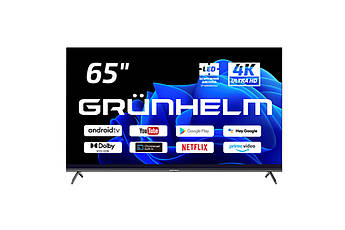 Телевізор Grunhelm Q65U701-GA11V 65" 4K UHD Android 11 великий екран для кіно і ігор