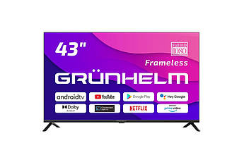 Телевізор Grunhelm 43FI500-GA11V, 43 дюйми Full HD  домашній кінотеатр з Android TV
