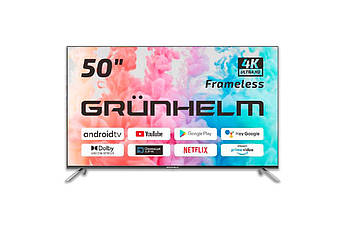 Смарт-телевізор 50" 4K Grunhelm 50U700-GA11V  безрамковий LED телевізор високої чіткості
