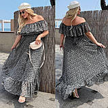 Жіноча повітряна сукня максі довжини з воланами Тканина: шифон + трикотажна підкладка Розмір: 48-54, фото 2