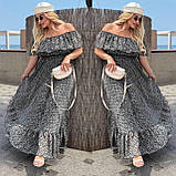 Жіноча повітряна сукня максі довжини з воланами Тканина: шифон + трикотажна підкладка Розмір: 48-54, фото 3