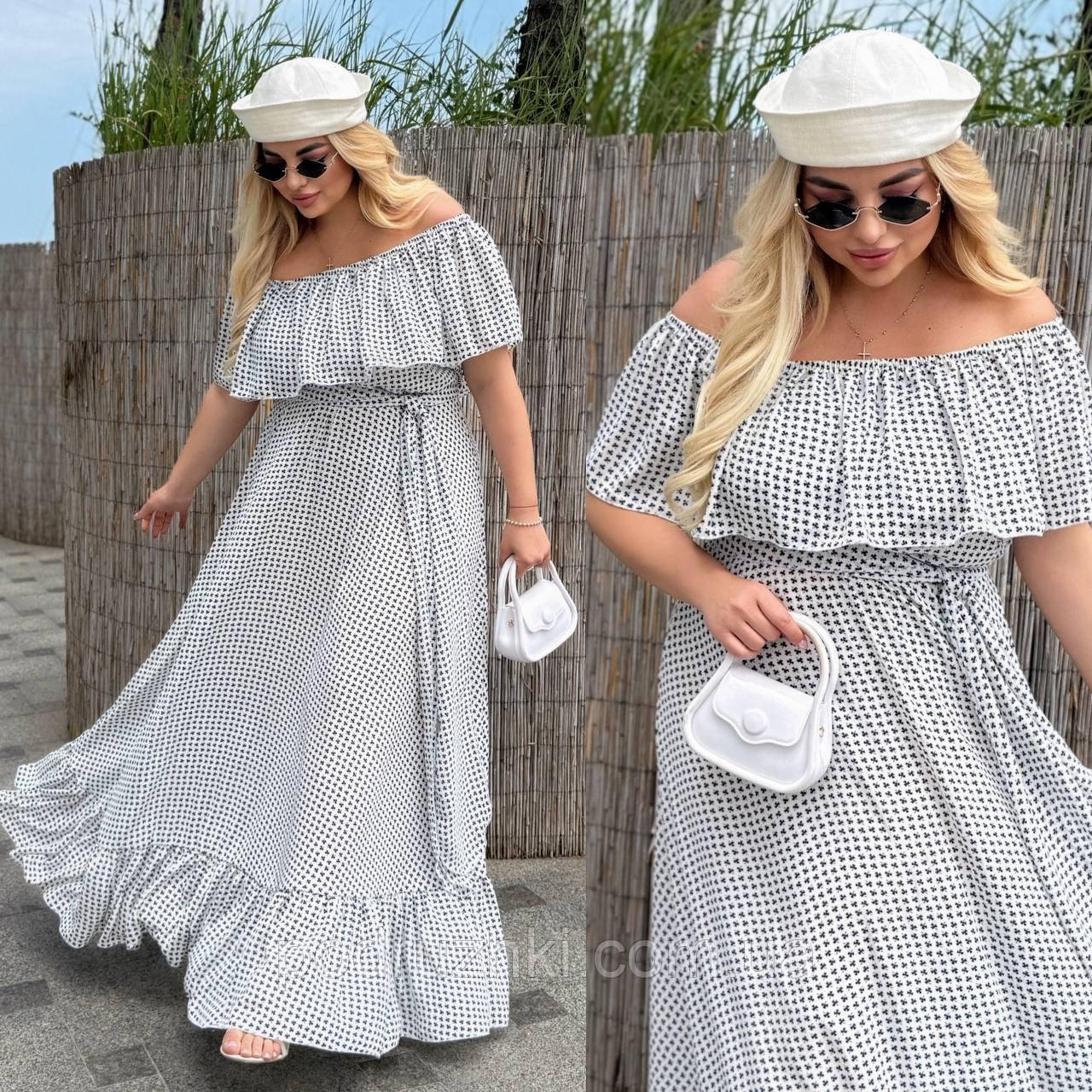 Жіноча повітряна сукня максі довжини з воланами Тканина: шифон + трикотажна підкладка Розмір: 48-54, фото 1