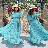 Жіноча повітряна сукня максі довжини з воланами Тканина: шифон + трикотажна підкладка Розмір: 48-54, фото 4