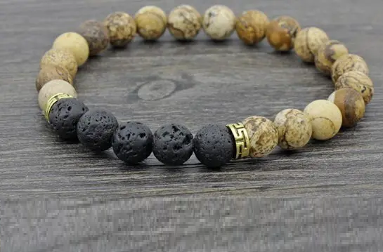 Браслет із шунгіту і агату натурального вулканічного каменю чорний колір, фото 1