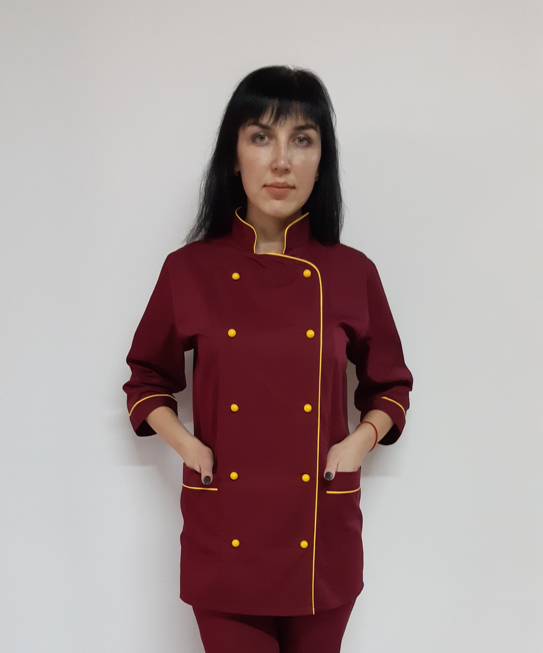 Жіночий кітель для кухаря Класика котон на пуклях три чверті рукав, фото 1