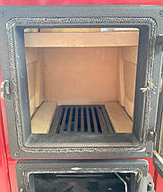 Дров'яна окремостояча піч-камін для повітряного опалення будинку, дачі, сталева буржуйка MBS HAPPY червоний, фото 5