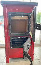 Дров'яна окремостояча піч-камін для повітряного опалення будинку, дачі, сталева буржуйка MBS HAPPY червоний, фото 4