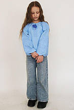 Вишита блуза "Ольга" блакитний льон