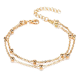 Браслет на ногу з кулями двошаровий ланцюжок, фото 3