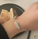 Жіночий браслет Ангельські крила браслет-манжет з білими кристалами, фото 3