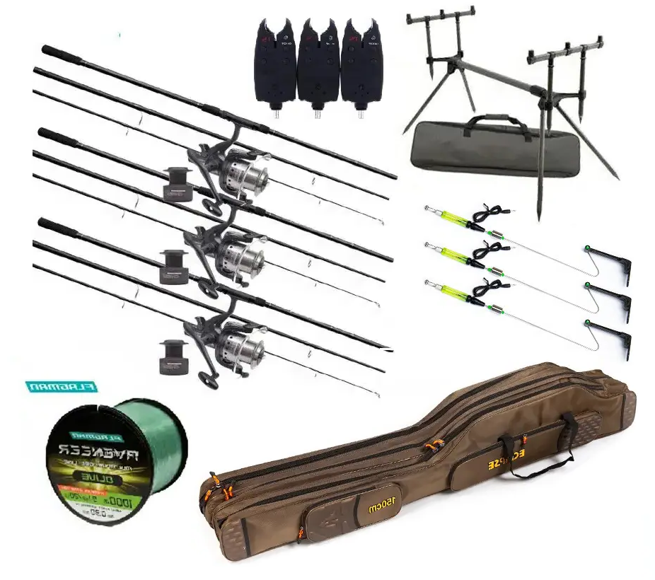 Карповий набір Flagman + Carp Pro на 3 вудилища 3.3 м з род-подом і сигналізаторами ТМ, фото 1