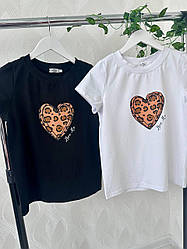 Жіноча бавовняна футболка з леопардовим принтом серце Love Sfv1327