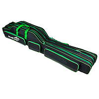 Чохол для вудилищ Marline 135 см на 3 вудилища з котушками чорний із зеленою окантовкою ТМ