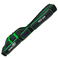 Чохол для вудилищ Marline 150 см на 3 вудилища з котушками чорний із зеленою окантовкою ППXXXX ТМ