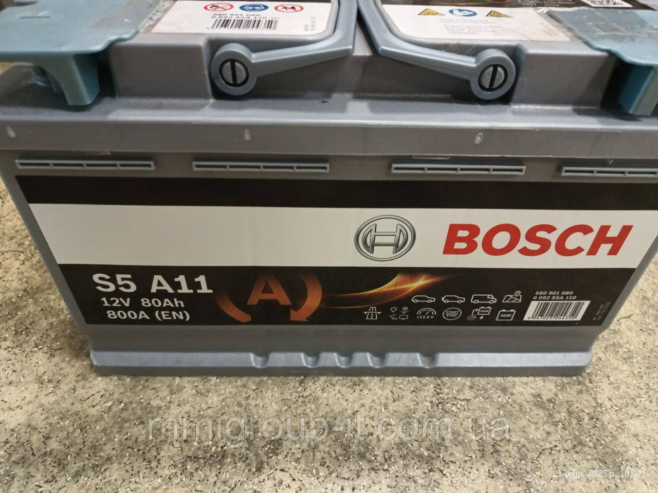 Автомобільний акумулятор Bosch 80Ah-12v AGM (S5A11), EN800 (52371042565) (0092S5A110) Розпродаж, фото 1