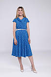 Сукня Nita жіноча штапель принт горох міді 54 електрик, фото 4