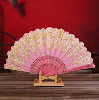 Віяло літнє рожеве складане Узори