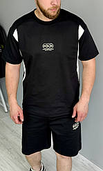 Літній чоловічий костюм шорти та футболка чорний спортивний костюм на літо люкс якість