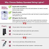 Вуличні різдвяні вогні Waiybbit, 2 батареї, 49 футів/шт., 150 світлодіодних гірлянд, що змінюють колір, з дистанційним керуванням, фото 2