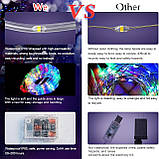 Вуличні різдвяні вогні Waiybbit, 2 батареї, 49 футів/шт., 150 світлодіодних гірлянд, що змінюють колір, з дистанційним керуванням, фото 3