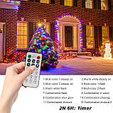 Вуличні різдвяні вогні Waiybbit, 2 батареї, 49 футів/шт., 150 світлодіодних гірлянд, що змінюють колір, з дистанційним керуванням, фото 6