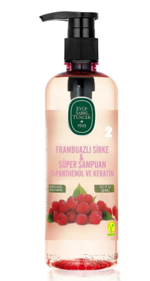 Натуральный турецький Шампунь Eyüp Sabri Tuncer з малиновим оцтом та супер-шампунем 500 мл
