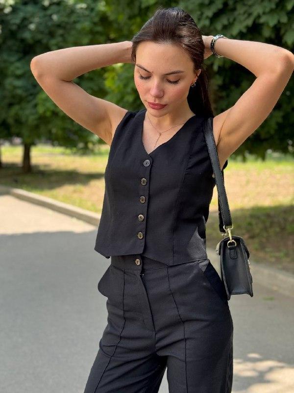 Жіночий костюм; Колір: чорний, бежевий, білий; Розмір: S, M ;, фото 1
