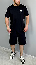Літній чоловічий костюм шорти та футболка чорний спортивний костюм на літо люкс якість