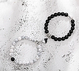 Парні браслети нерозлучники для закоханих на магніті серце з шунгіту вулканічного каменю притягує, фото 2