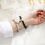 Парні браслети нерозлучники для закоханих на магніті серце з шунгіту вулканічного каменю притягує, фото 3