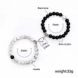 Парні браслети нерозлучники для закоханих на магніті серце з шунгіту вулканічного каменю притягує, фото 4