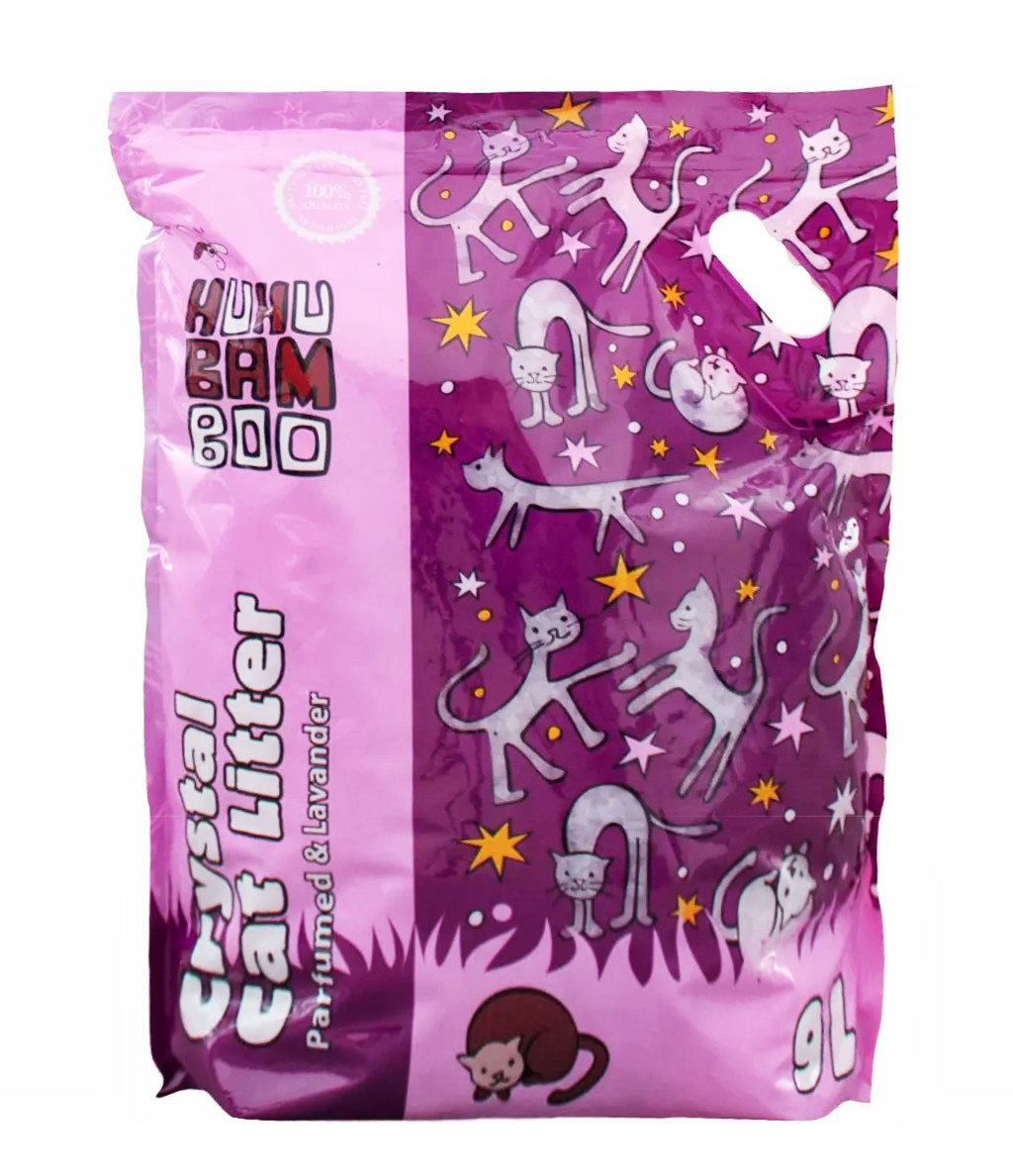 Силікагелевий наповнювач для котячого туалету Crystal Cat Litter Lavander 9 л HUHUBAMBOO