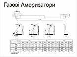 Амортизатор газовий для ДСП 60N відкриття вниз 2 кріплення, фото 3