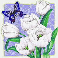 Серветки паперові тришарові декоративні ТМ Luxy 33x33 "Білосніжний тюльпан" для сервірування 18 штук