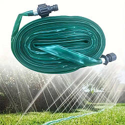 Капельний шланг для поливу 15м, Зелений / Шланг для зрошення / Плоский шланг зрошувальний з перфорацією