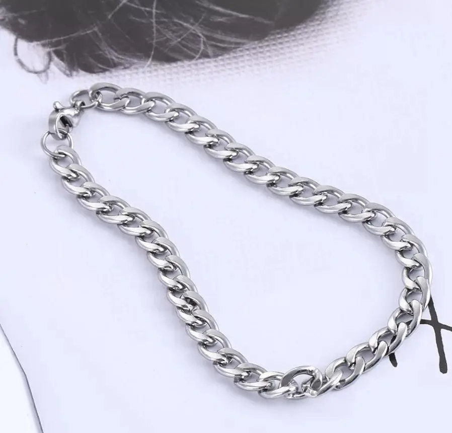Чоловічий браслет товстий ланцюг у вигляді ланцюга срібний колір, фото 1