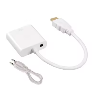 Адаптер HDMI-VGA з аудіо 3.5 мм (білий), конвектор відео/звуку, фото 1