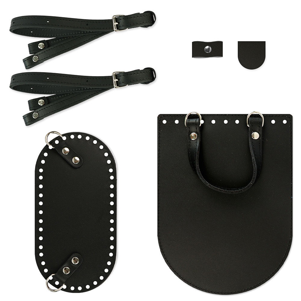 Набір для рюкзака Mini з натуральної шкіри, чорний, фото 1