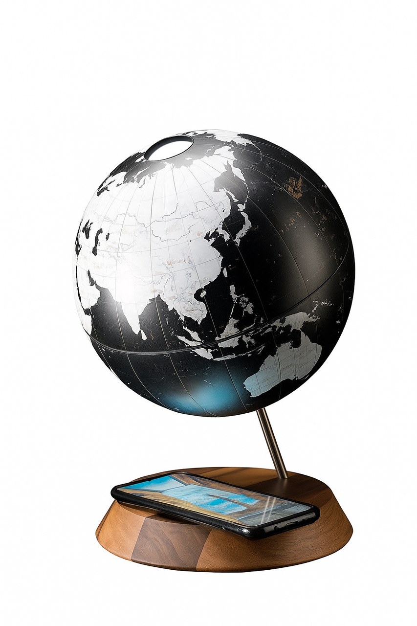 Глобус настільний з бездротовою зарядкою Zoffoli, Італія Bridge Black,h-32×22×22 см (248-0031), фото 1