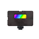 Акумуляторне відеосвітло накамерне RGB AY-96JSSR світлодіодна кольорова міні лампа з прищіпкою для фото та відео, фото 4
