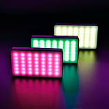 Акумуляторне відеосвітло накамерне RGB AY-96JSSR світлодіодна кольорова міні лампа з прищіпкою для фото та відео, фото 7