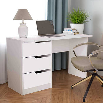 Стіл письмовий, стіл комп'ютерний білий з шухлядами