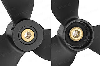 Гвинт для човнового мотора Yamaha 3 7.5x7 6E0-45943-01-EL 3011-075-07S Y5 алюмінієвий Amita Solas, фото 4